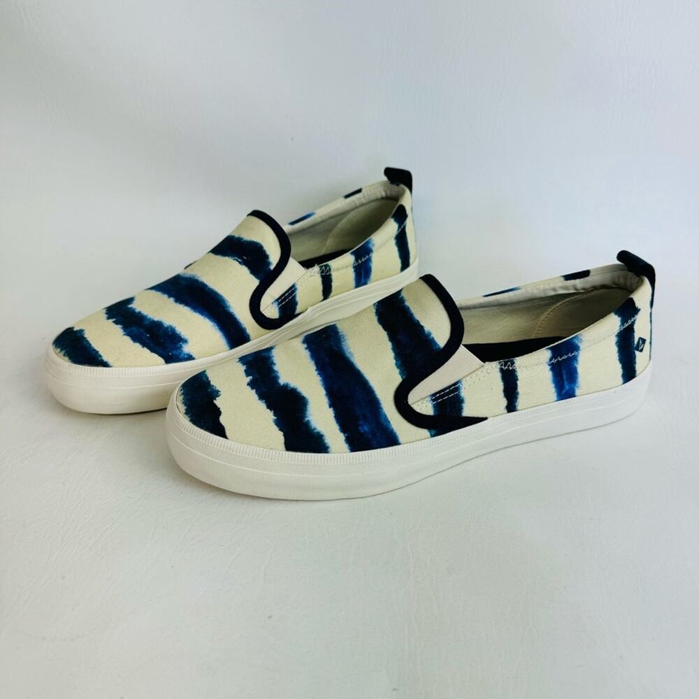 Sperry Top Sider Shoes Sneaker Crest Twin Gore Navy Tie Dye Slip On Size 8.5M